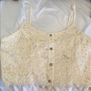 Off-white Lace Crop Top